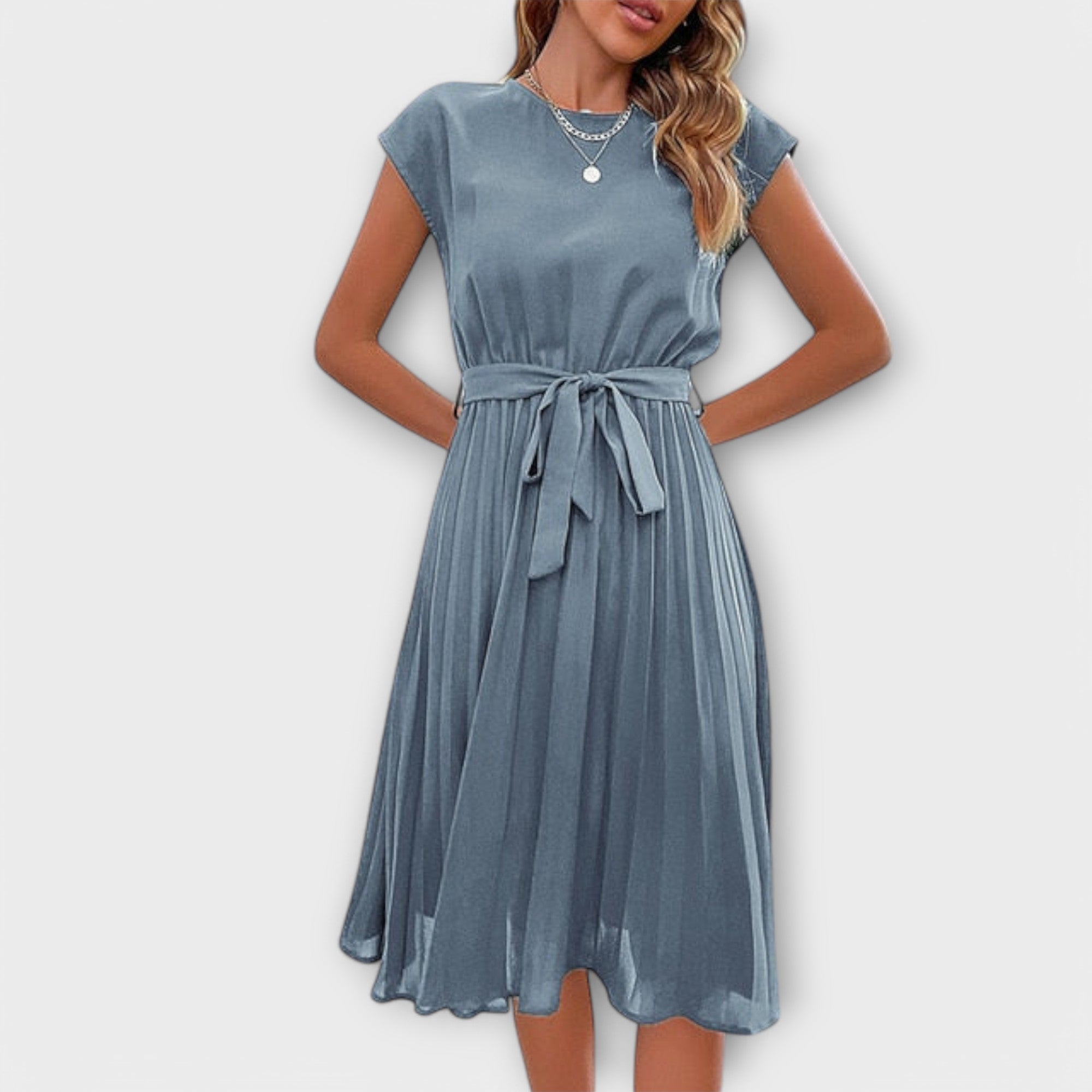 Claire - Robe mini à manches courtes, plissée, ample