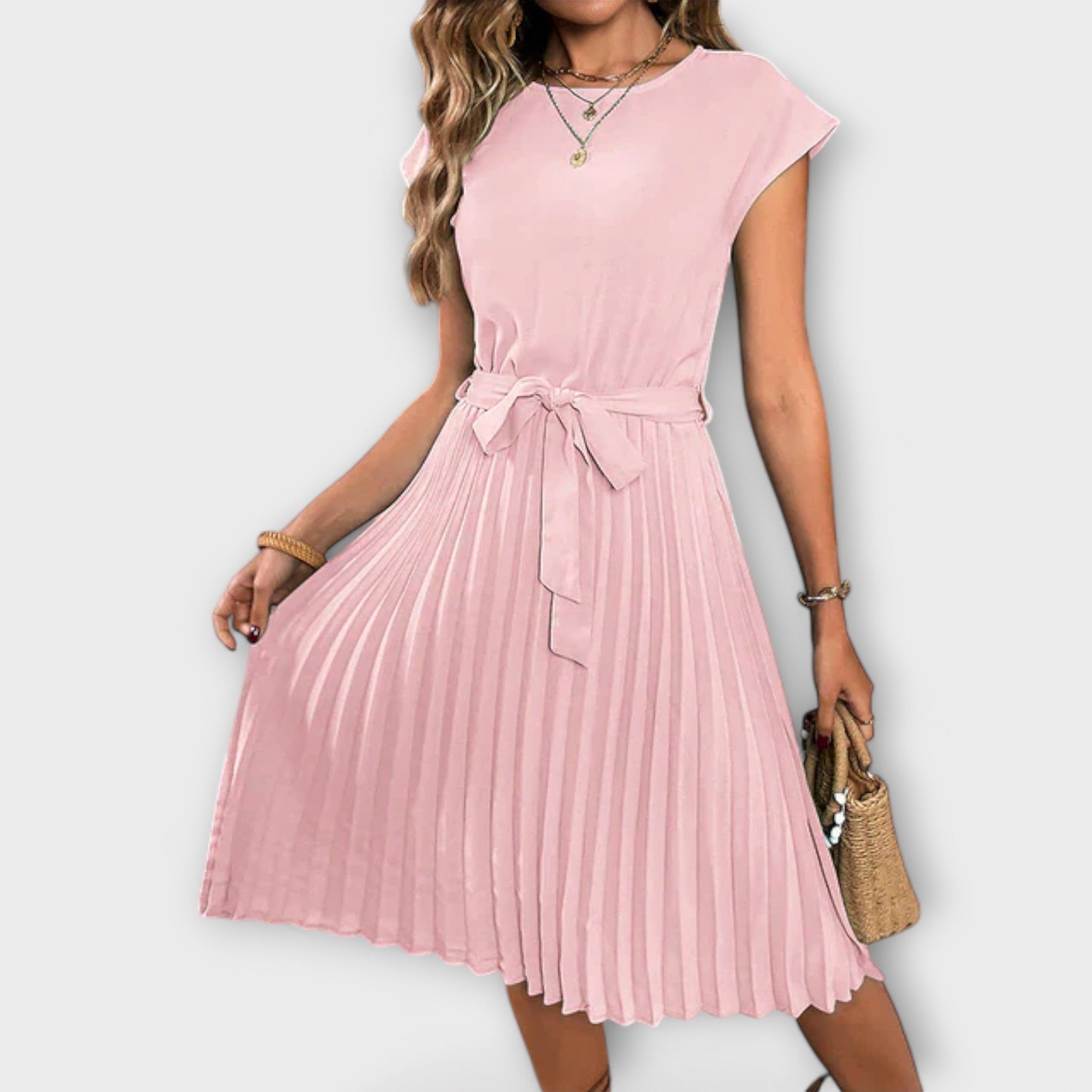 Claire - Robe mini à manches courtes, plissée, ample
