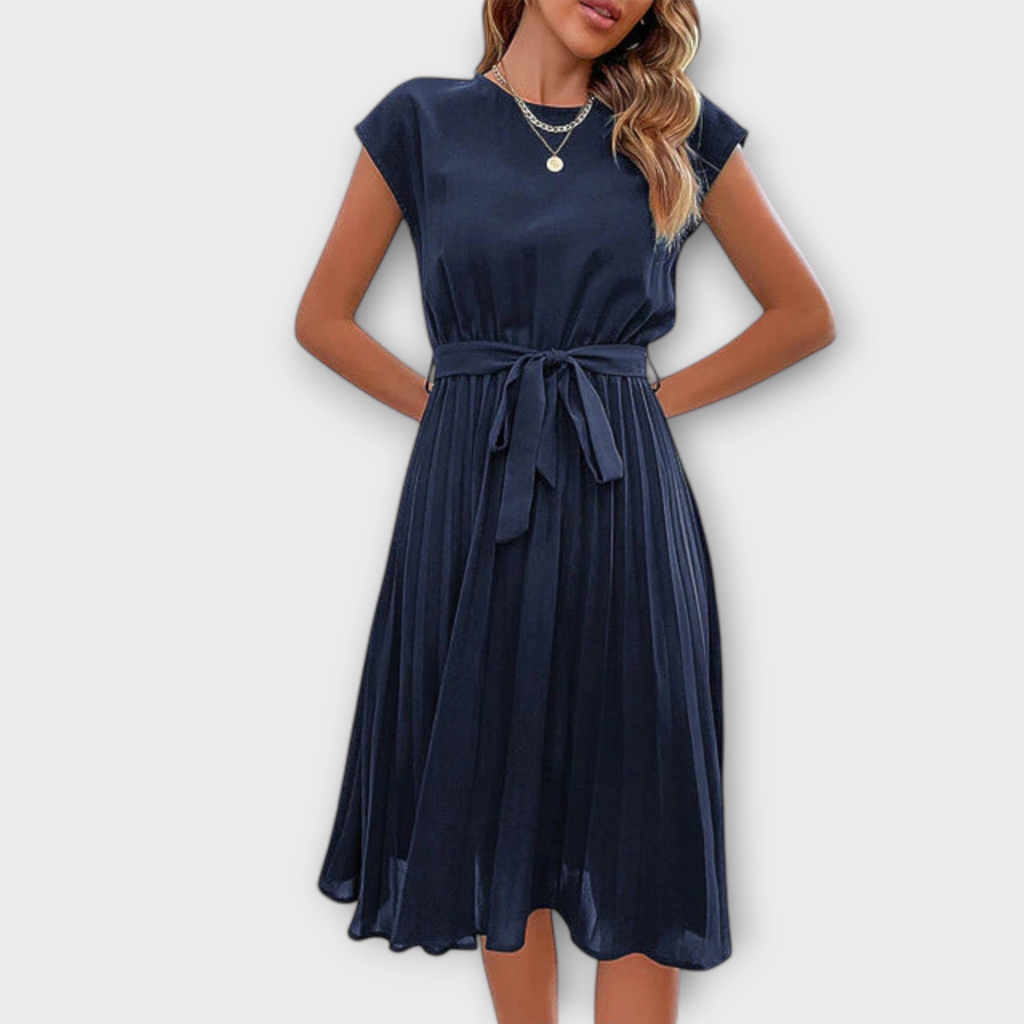 Claire - Robe mini à manches courtes, plissée, ample