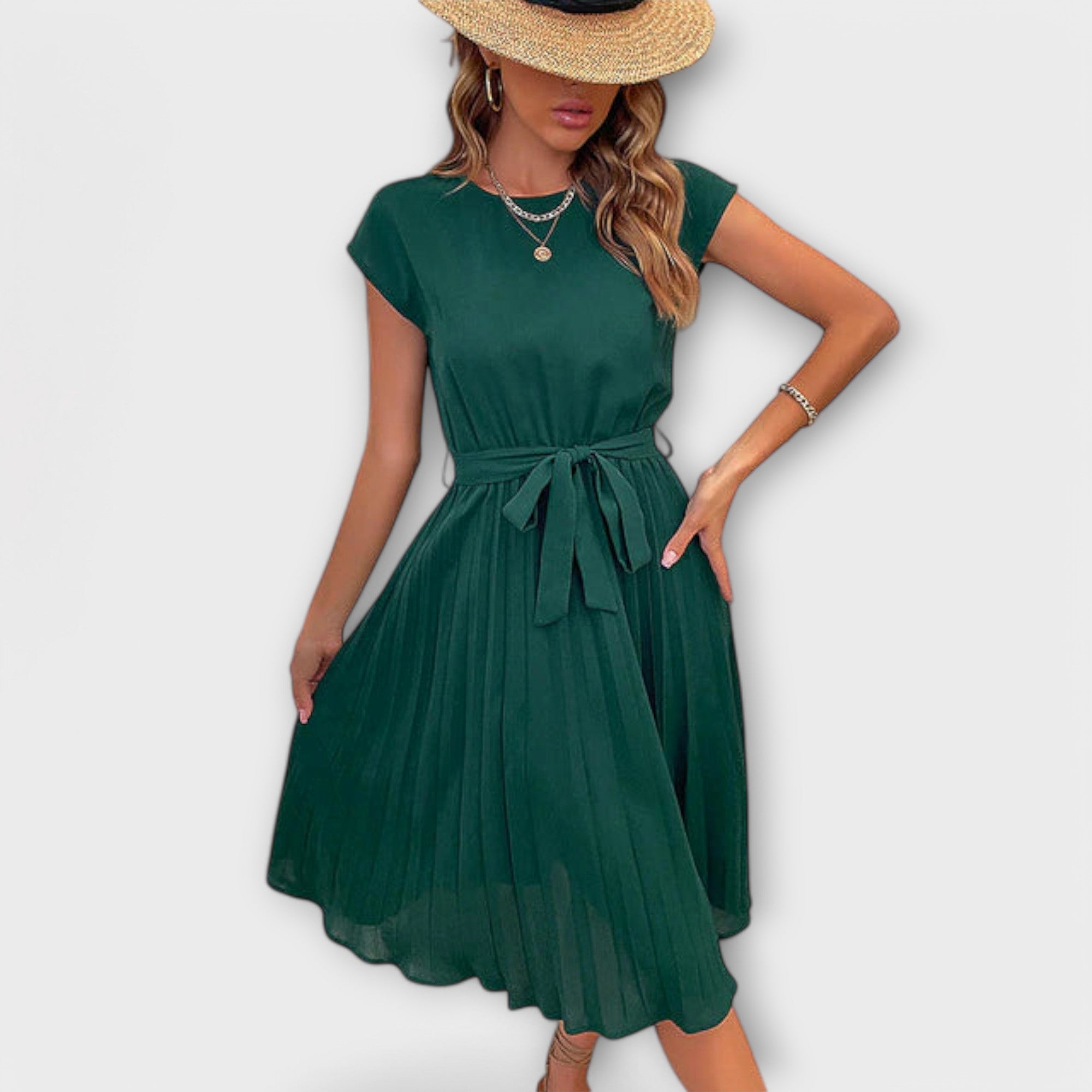 Claire - Robe mini à manches courtes, plissée, ample