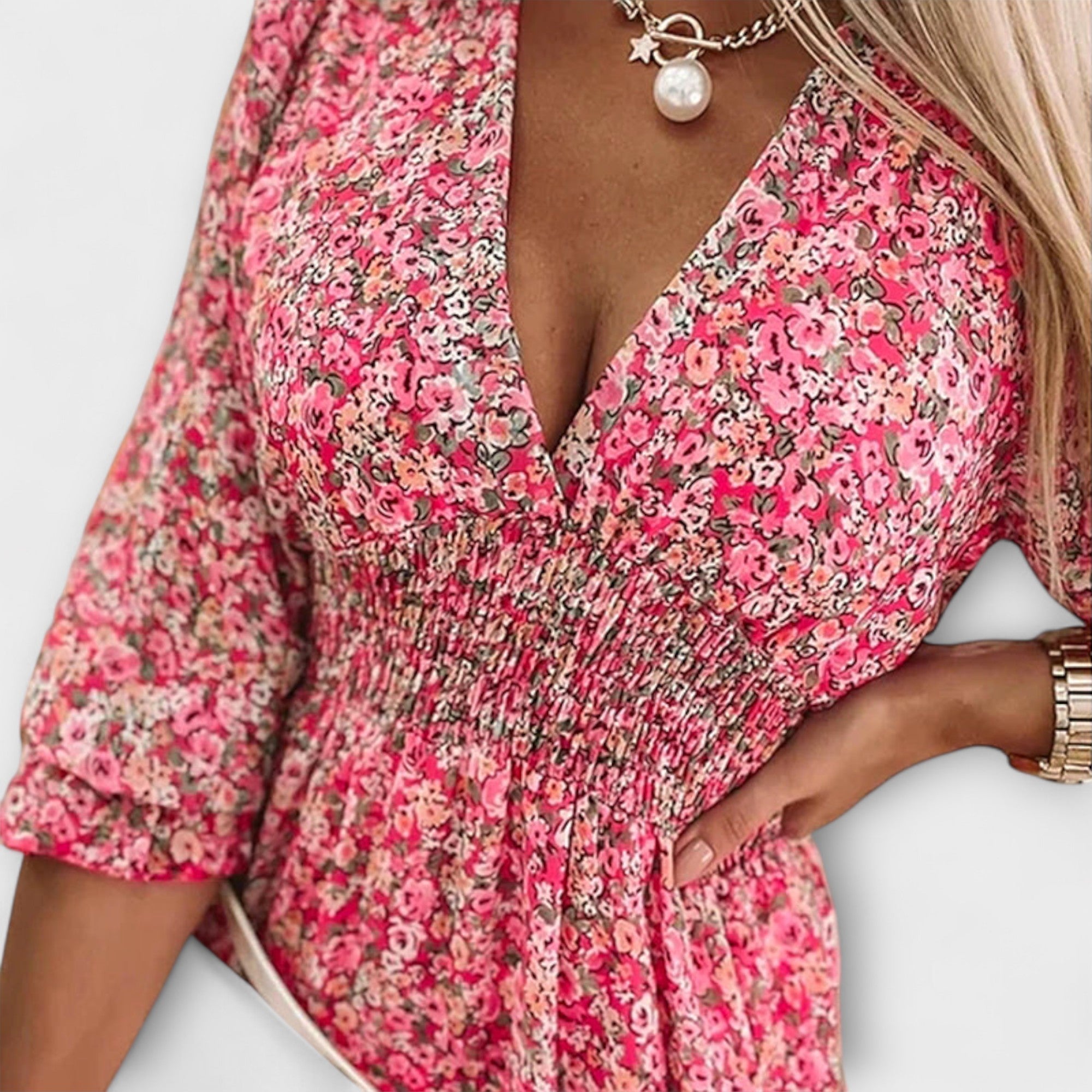 Robe fleurie à volants pour femmes