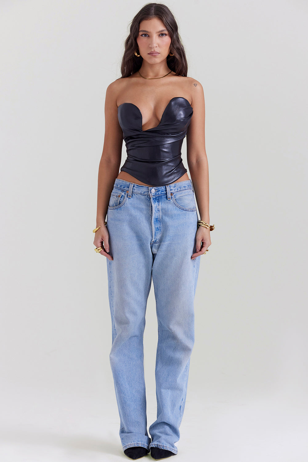 Top corset en cuir vegan de luxe