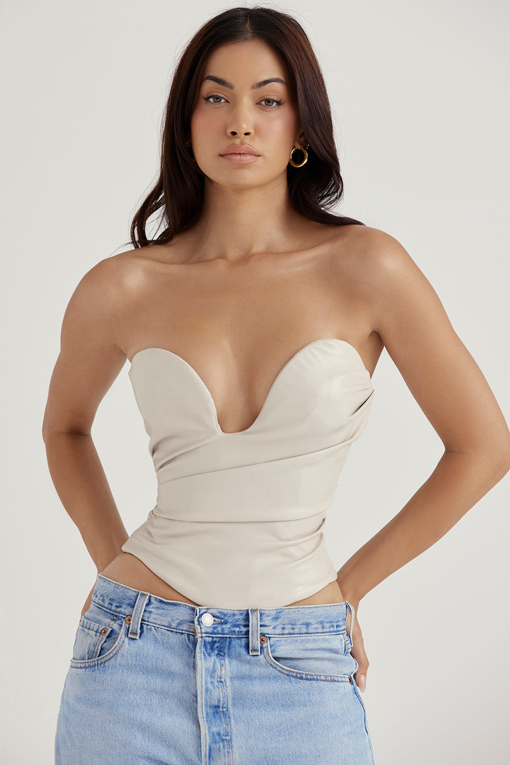 Top corset en cuir vegan de luxe