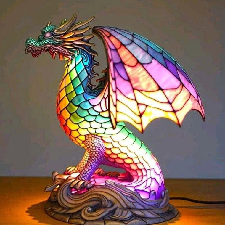 Ignis | Lampe magique de dragons en verre coloré
