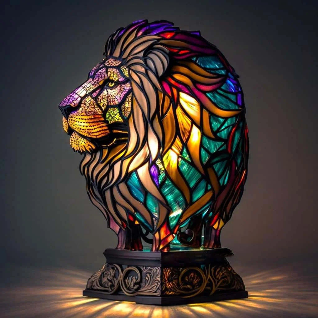Simba | Lampe Magique de Lion en Verre Coloré