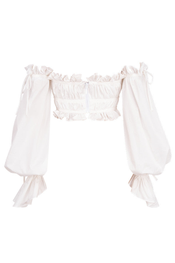 Haut Off-Shoulder avec Détails de Volants Ludiques