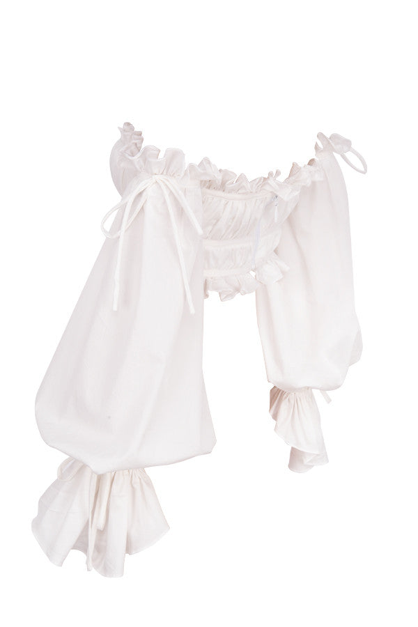 Haut Off-Shoulder avec Détails de Volants Ludiques