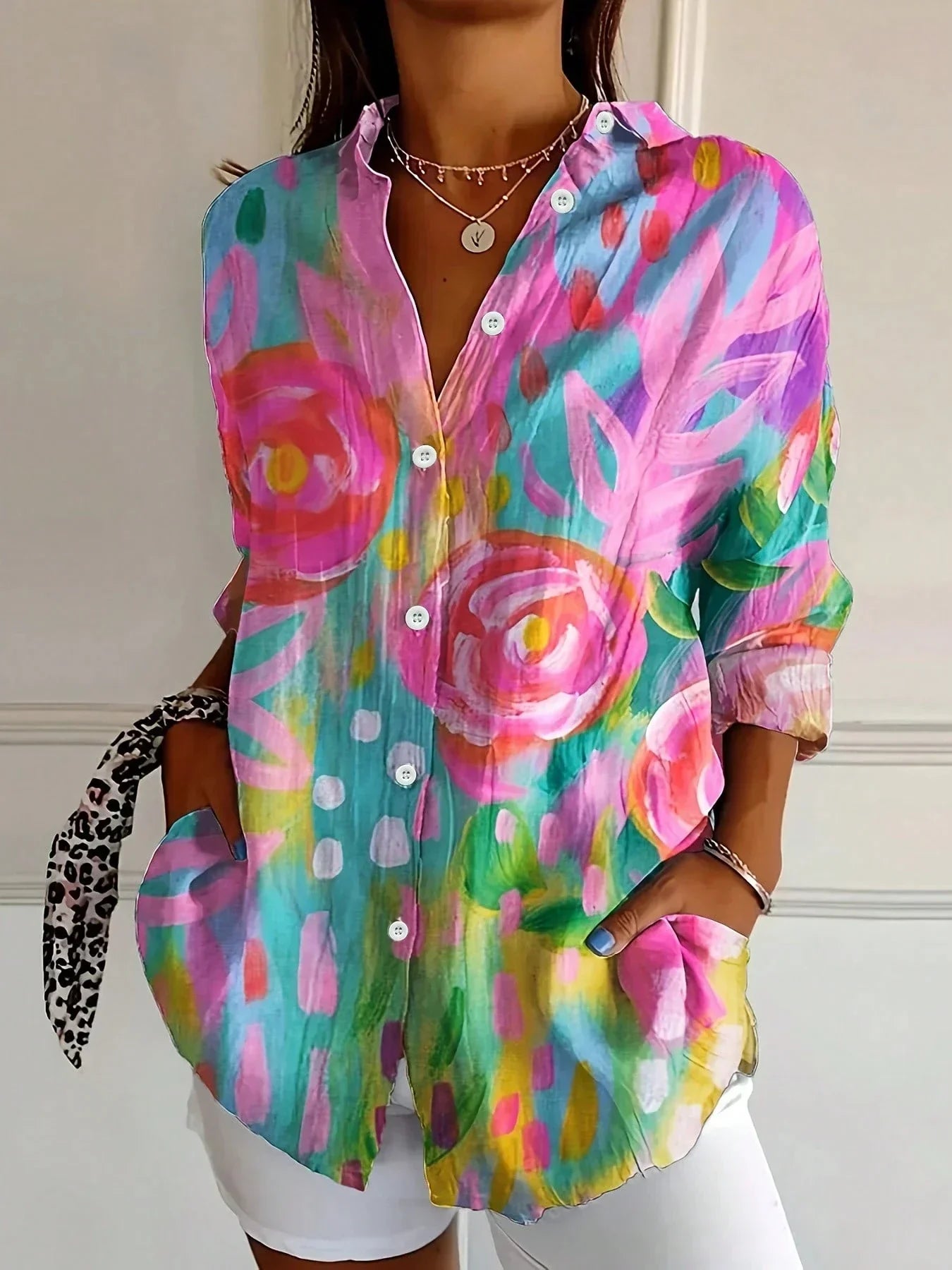 Annika - Blouse colorée avec imprimé ludique