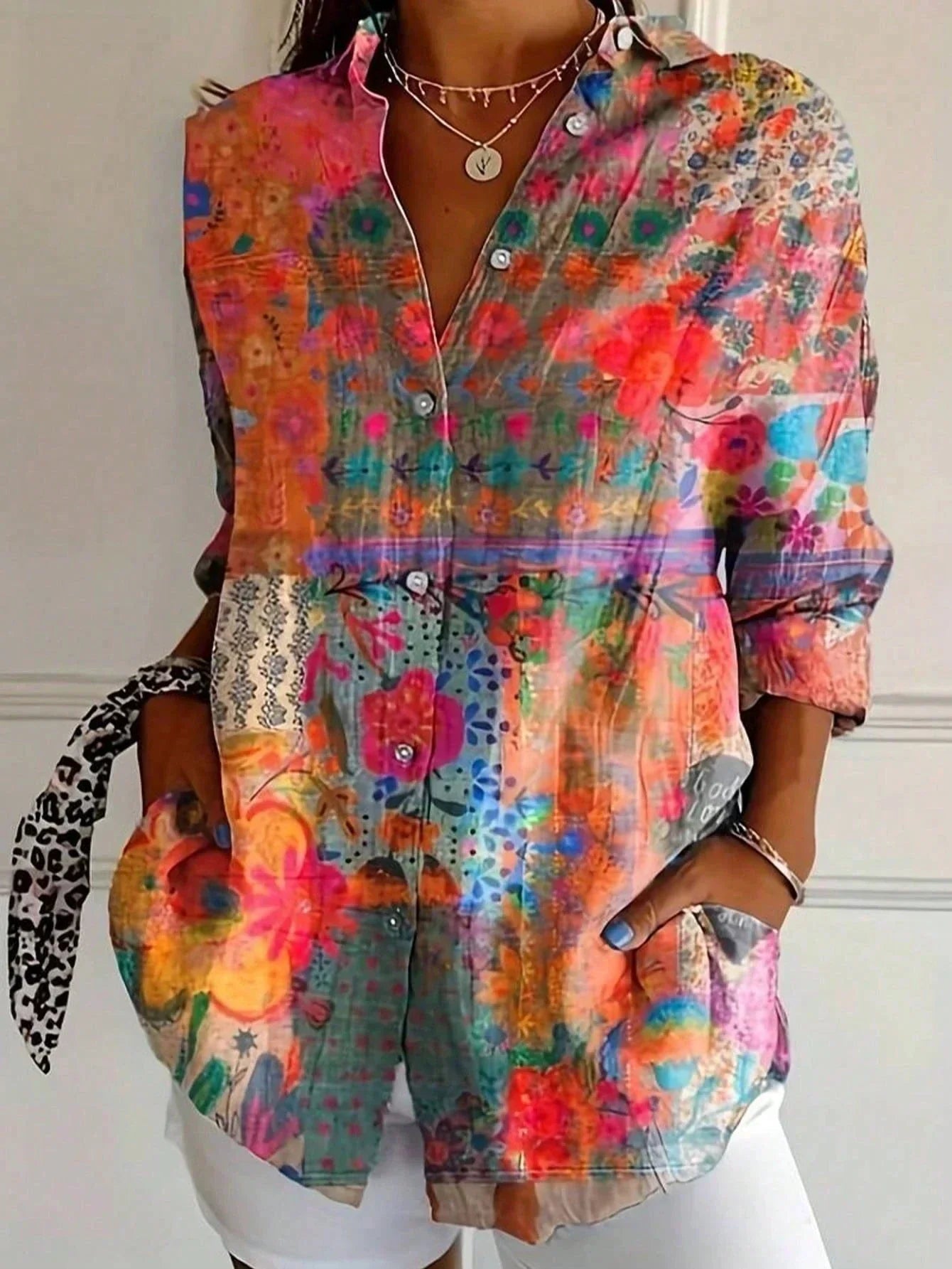 Annika - Blouse colorée avec imprimé ludique