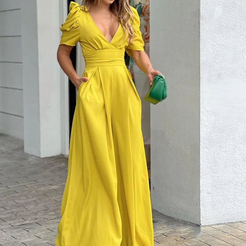 Combinaison Royale | Décolleté V, manches bouffantes