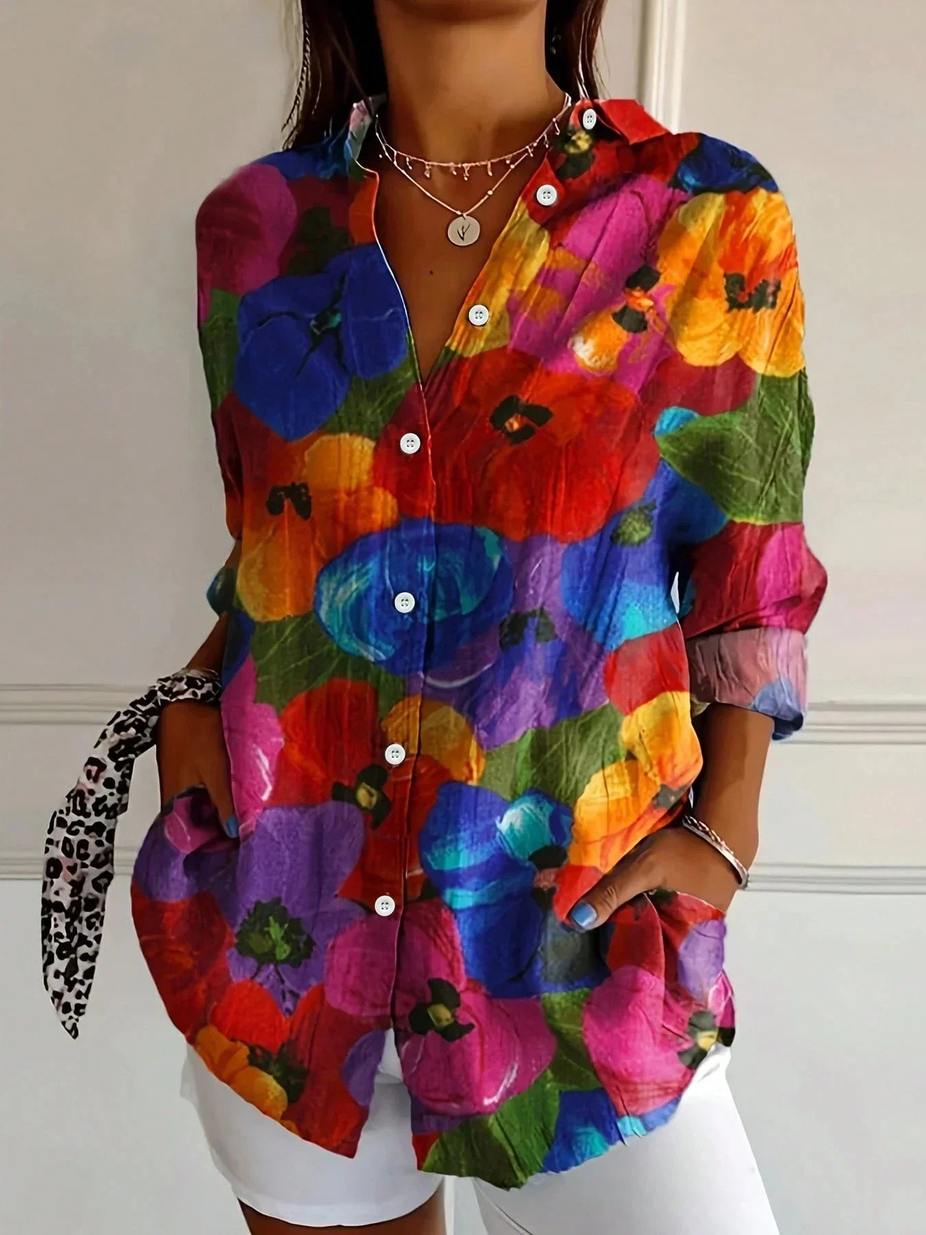Annika - Blouse colorée avec imprimé ludique