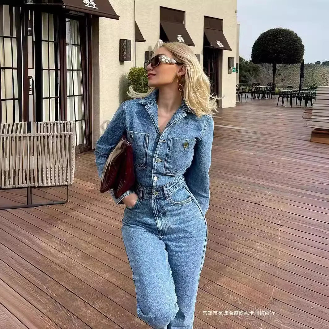 Combinaison Minuit | Denim, manches longues