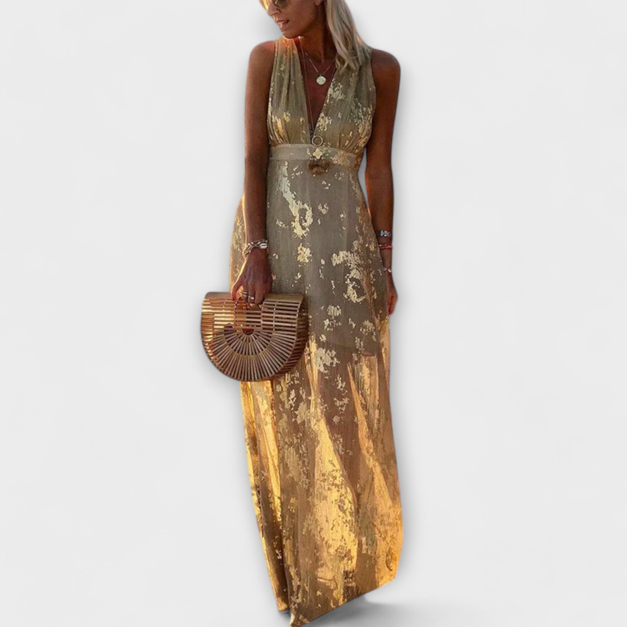 Robe courte avec décolleté en V et détails scintillants
