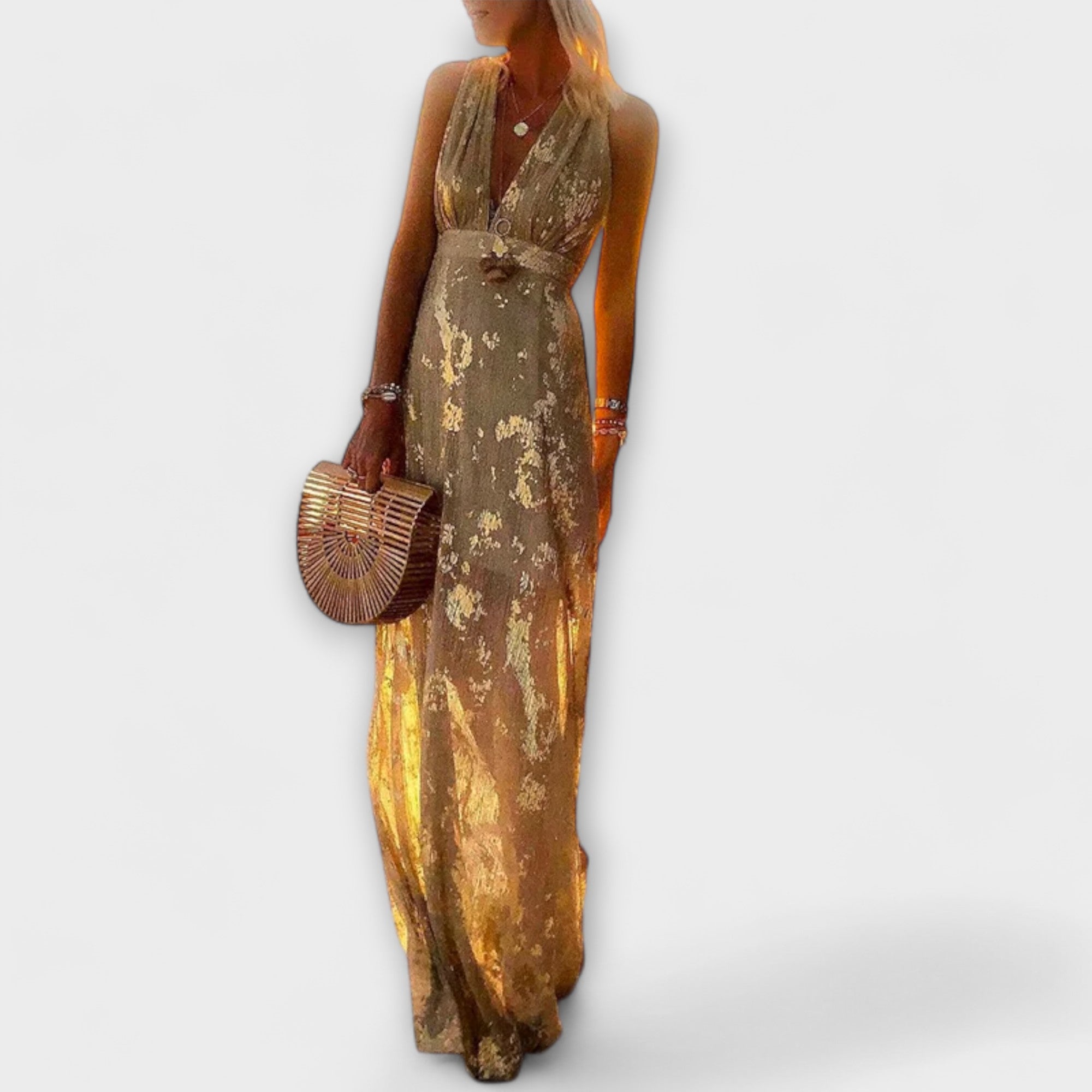Robe courte avec décolleté en V et détails scintillants