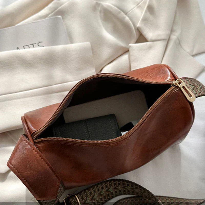 Trine™ | Sac Vintage en Cuir avec Bandoulière et Sangle Tissée Réglable