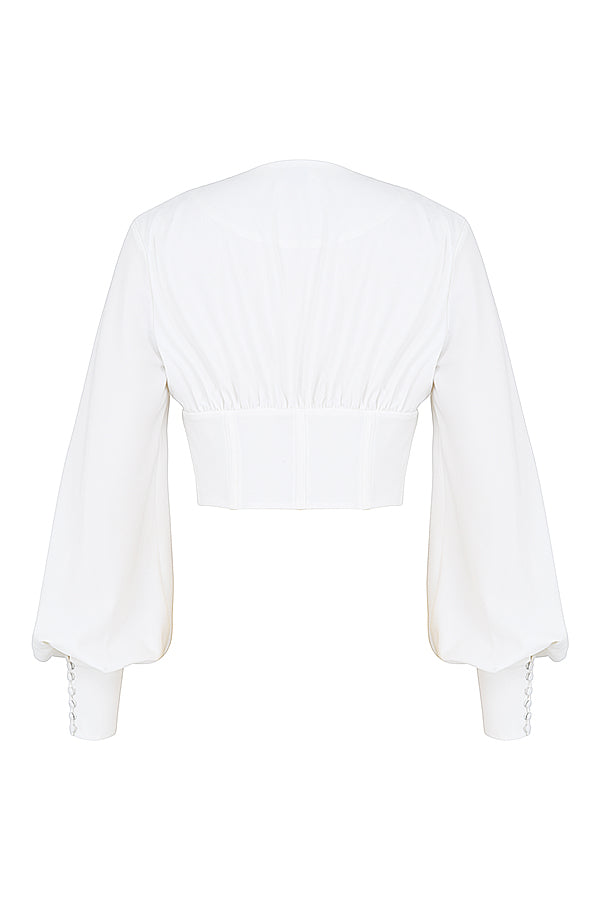 T-shirt Blanc | Court, décolleté plongeant
