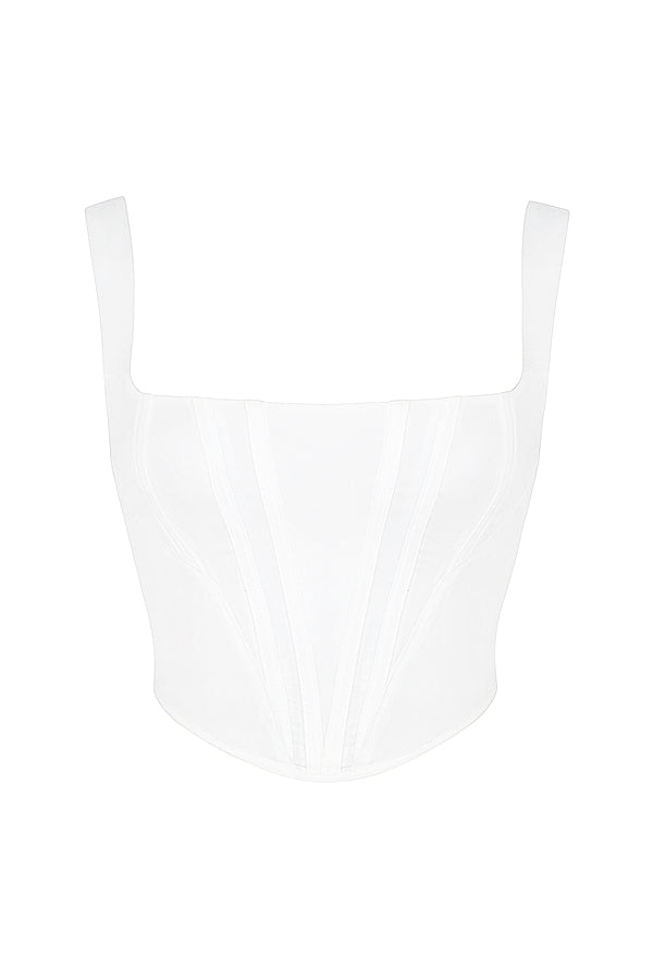 T-shirt Corset | Coton blanc, décolleté carré