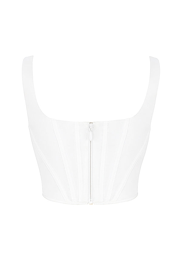 T-shirt Corset | Coton blanc, décolleté carré