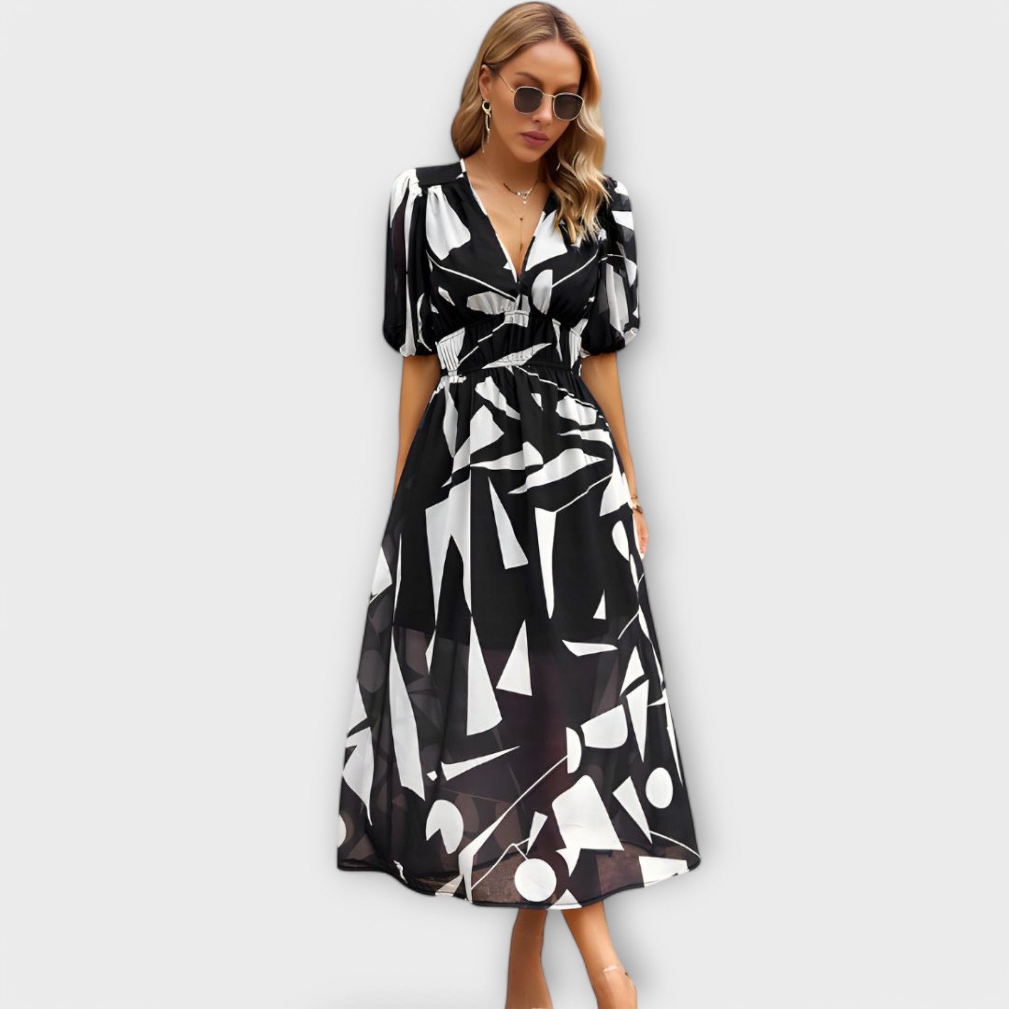 Robe Maxi Abstraite avec Volants
