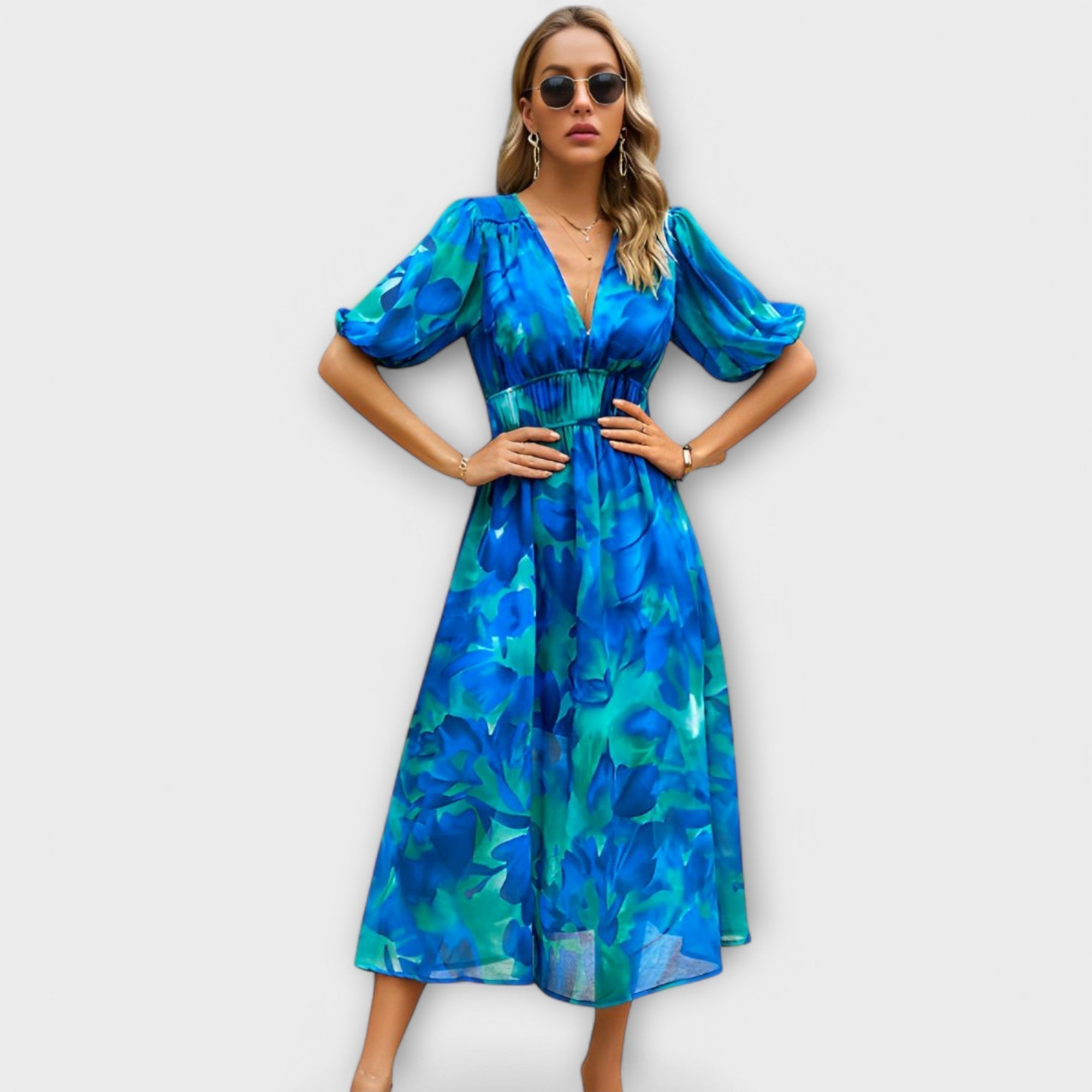 Robe Maxi Abstraite avec Volants