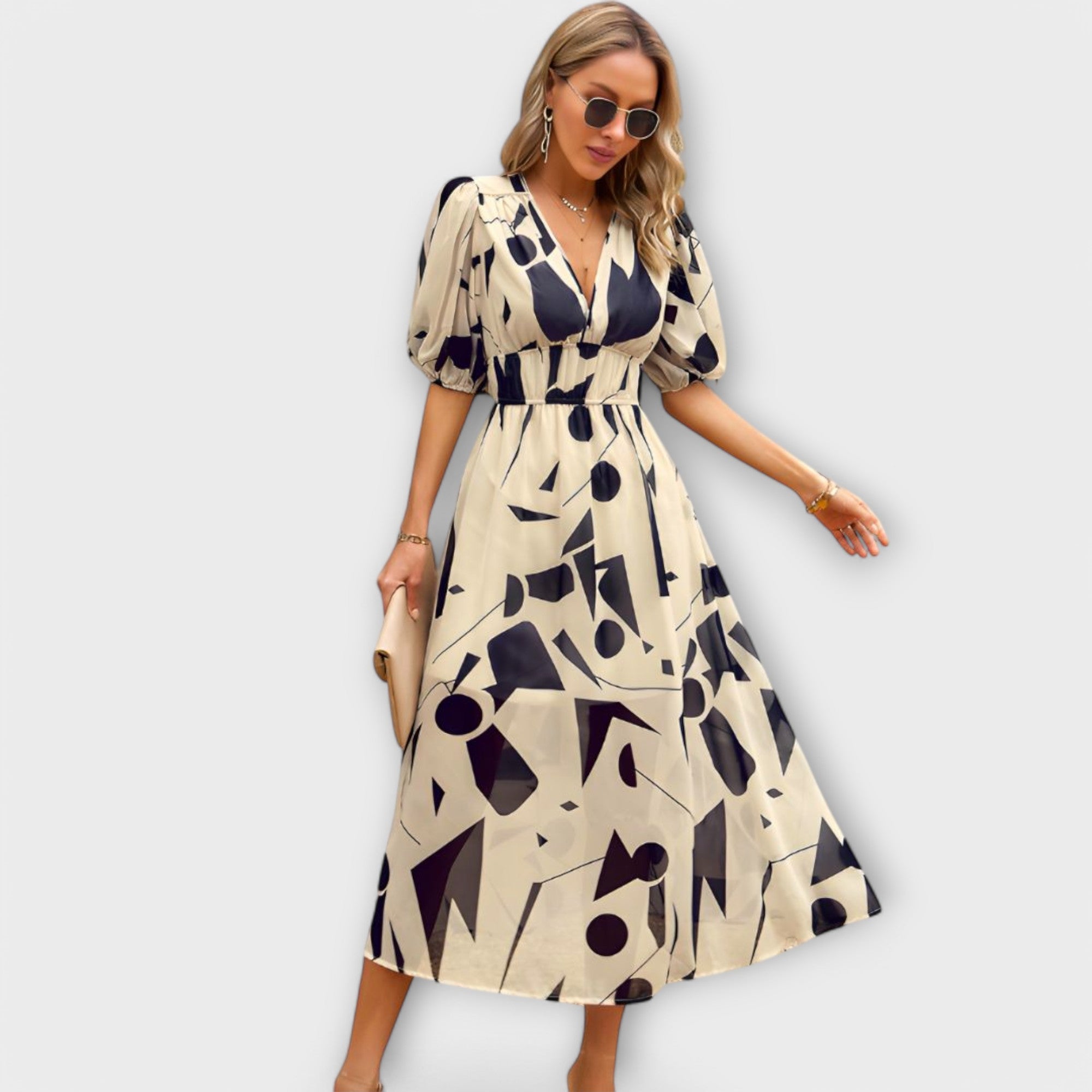 Robe Maxi Abstraite avec Volants