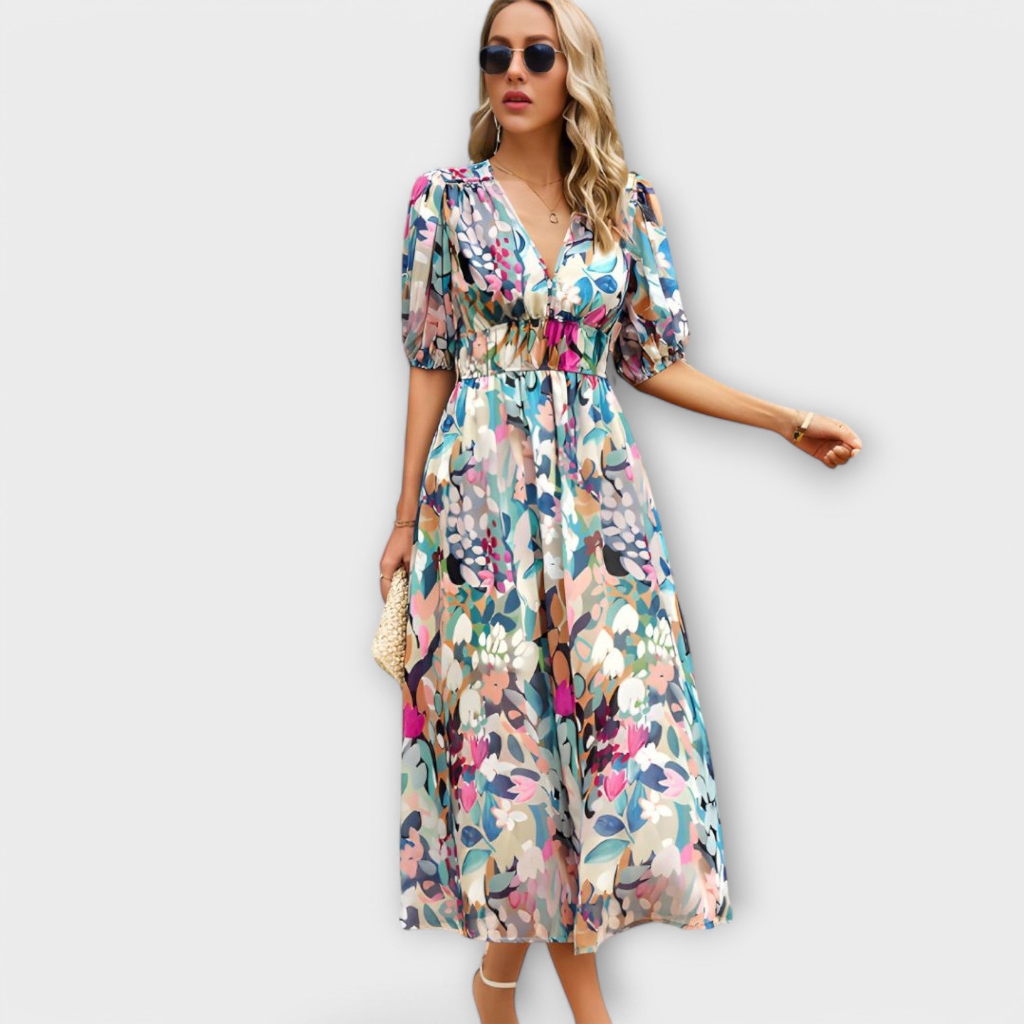 Robe Maxi Abstraite avec Volants