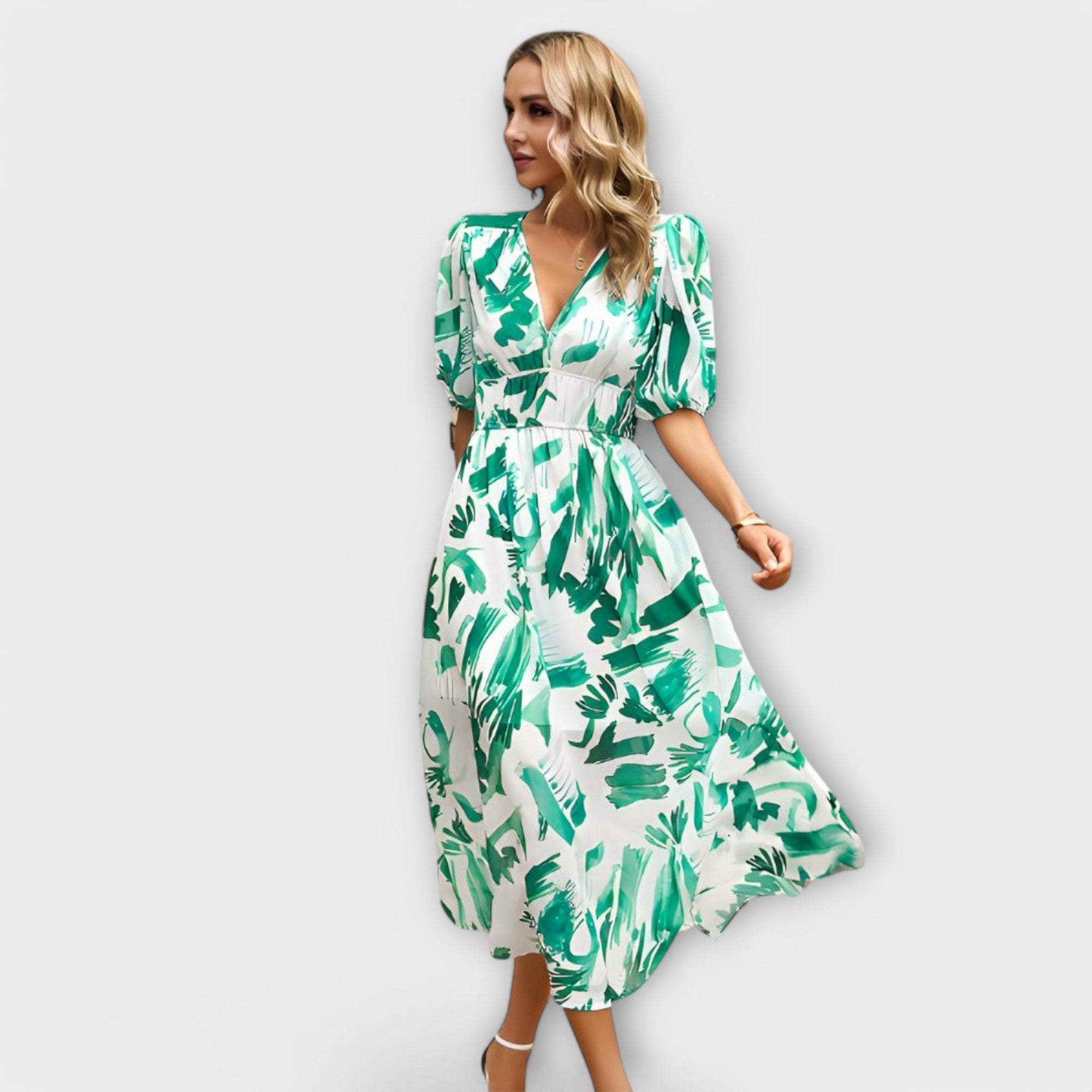 Robe Maxi Abstraite avec Volants