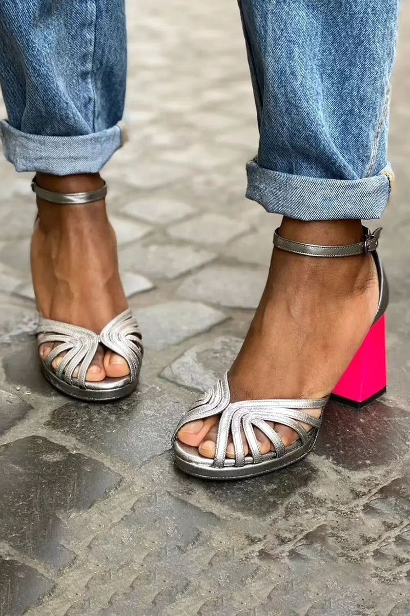 Seraphina | Sandales colorées à talon épais avec boucle
