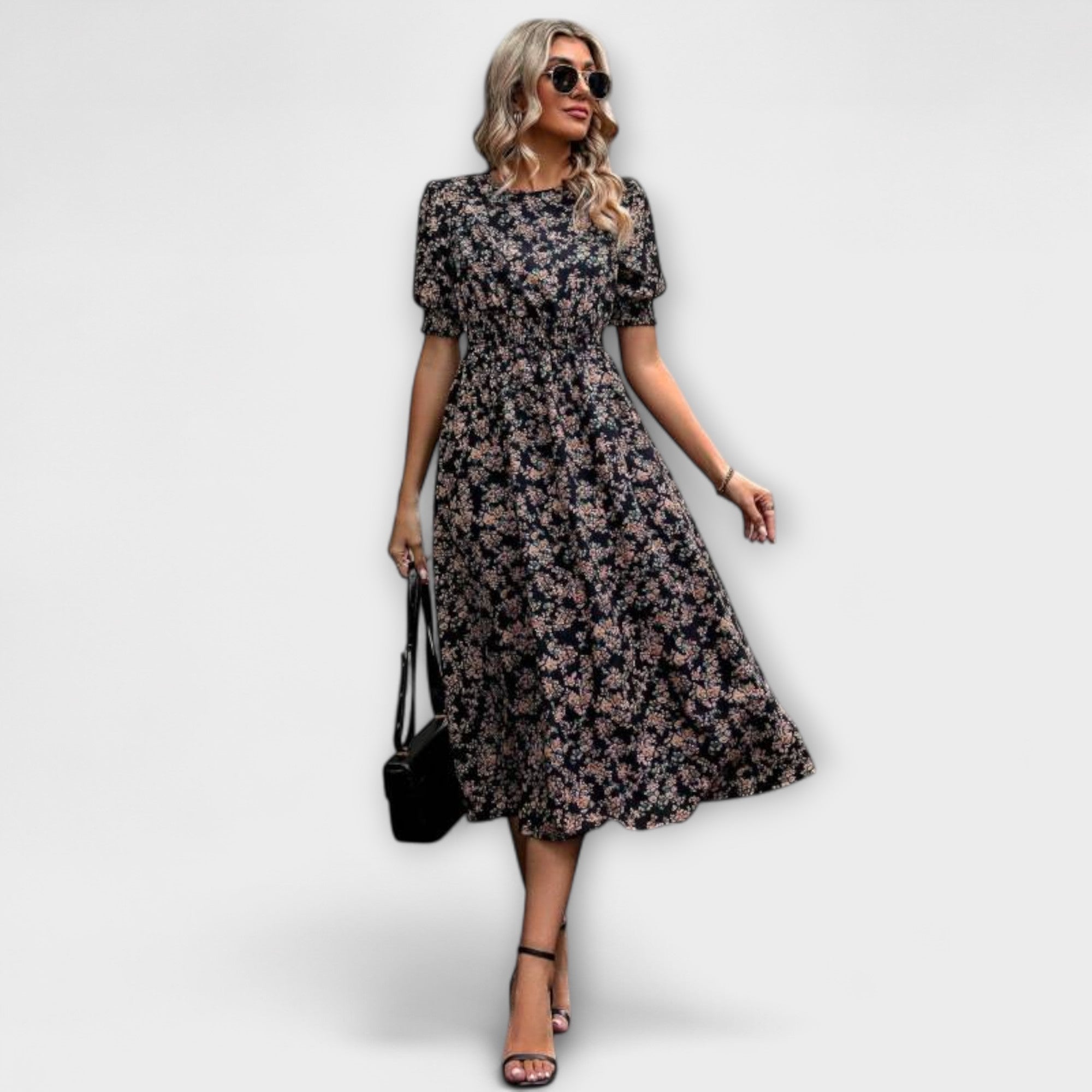 Amelia - Robe à encolure ronde et motif floral