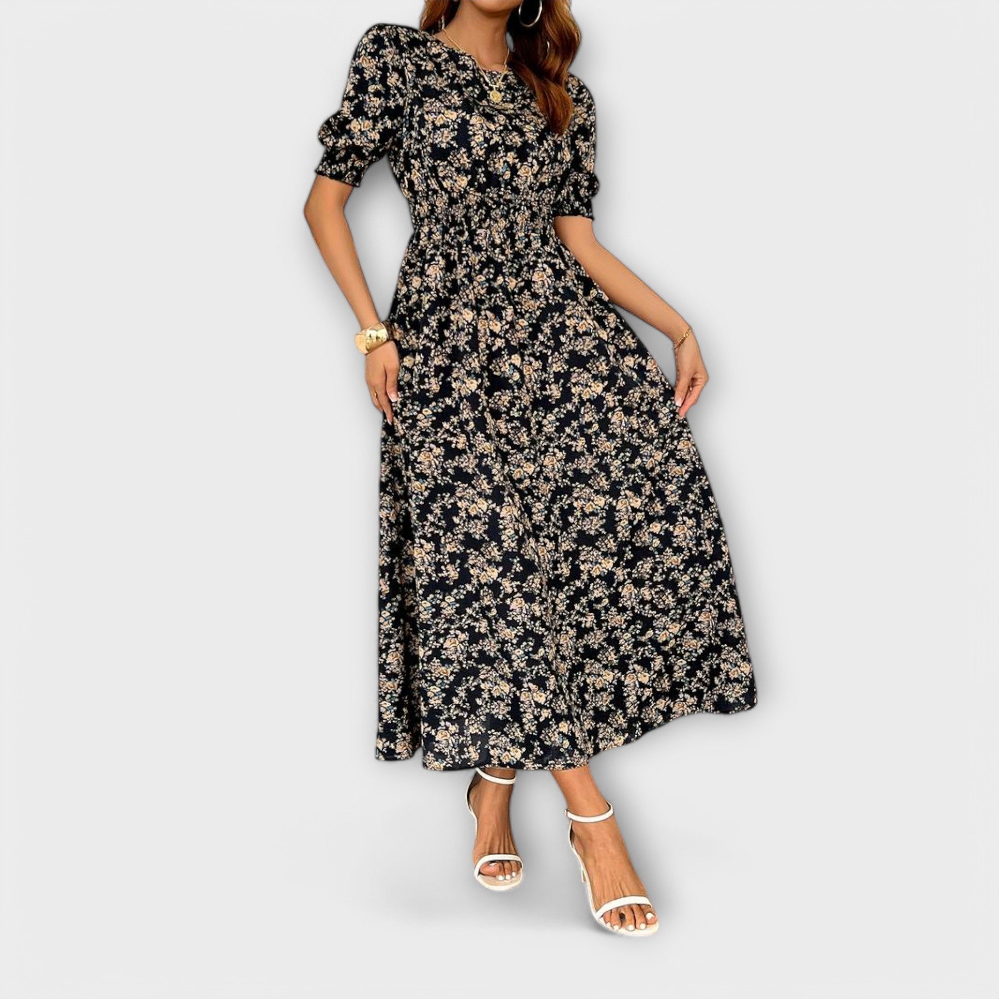 Amelia - Robe à encolure ronde et motif floral