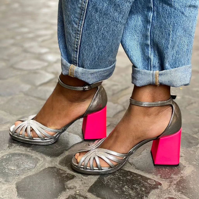 Seraphina | Sandales colorées à talon épais avec boucle