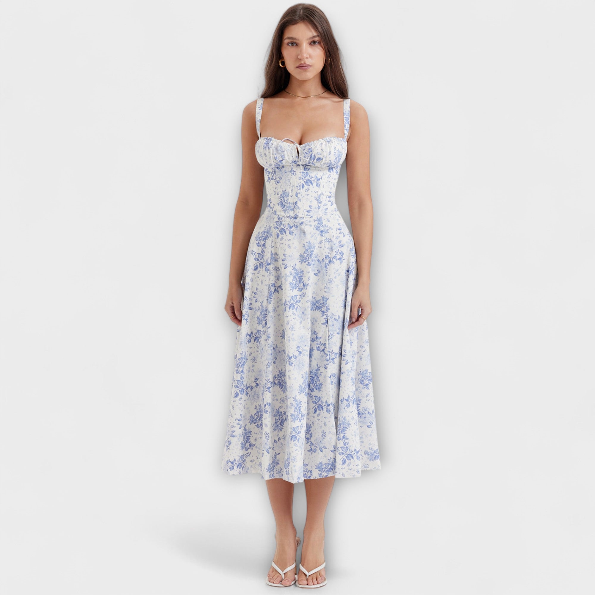 Zipporas - Robe bustier moderne avec motif floral printanier