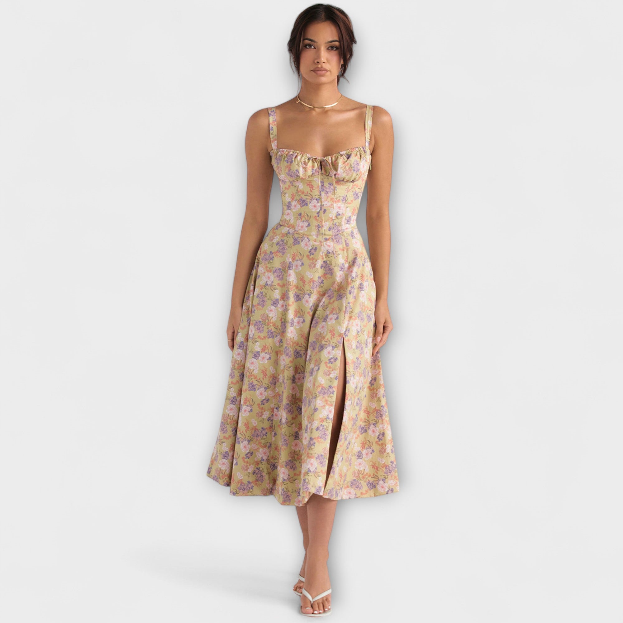 Zipporas - Robe bustier moderne avec motif floral printanier