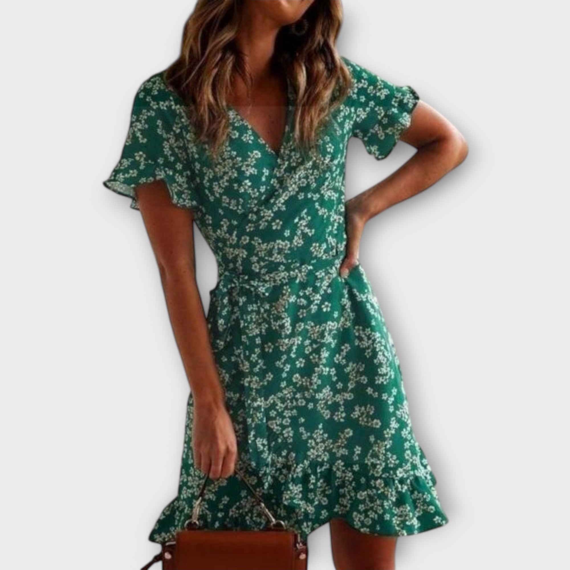 Nilsine - Robe Boho Courte en Vert