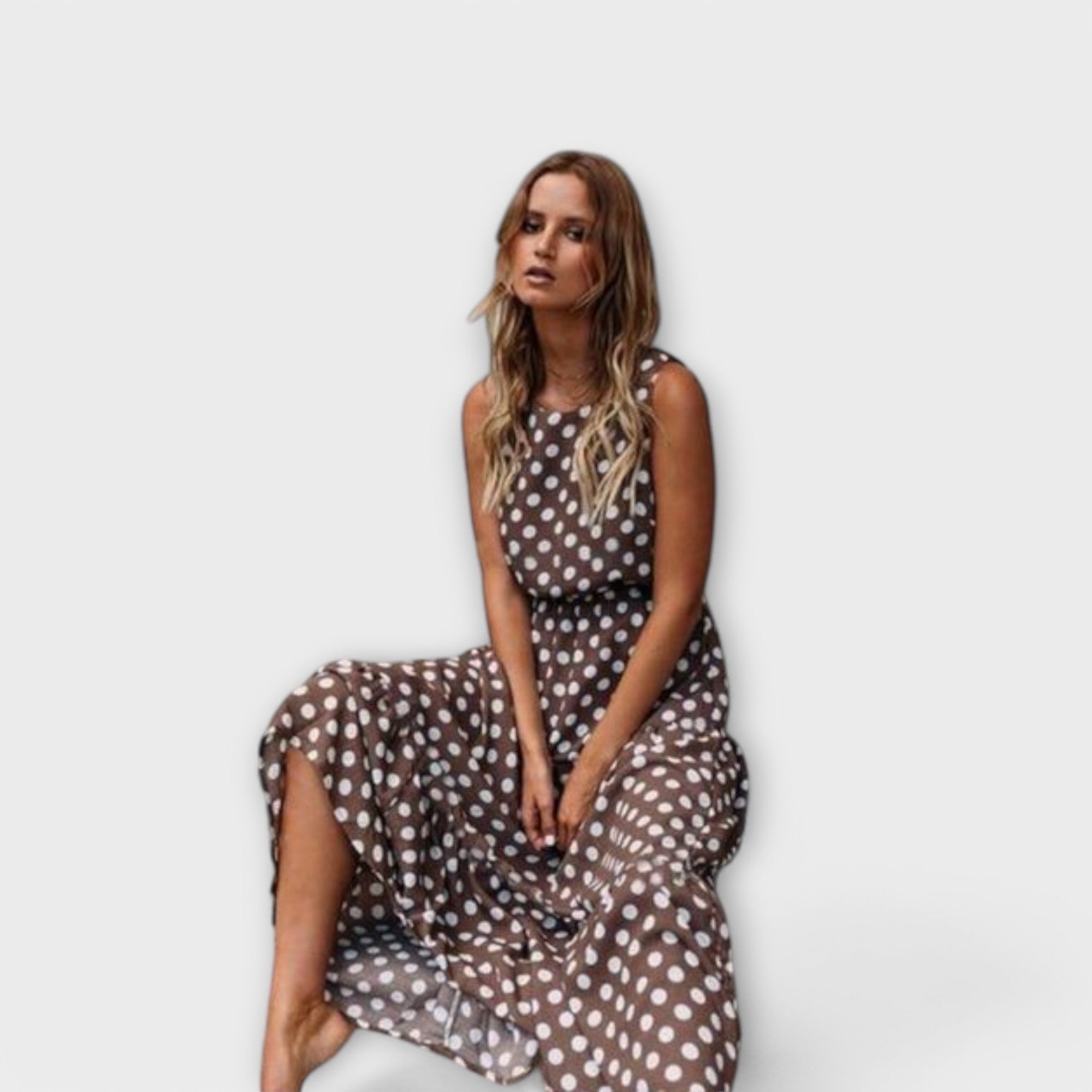 Danae - Robe midi boho à pois