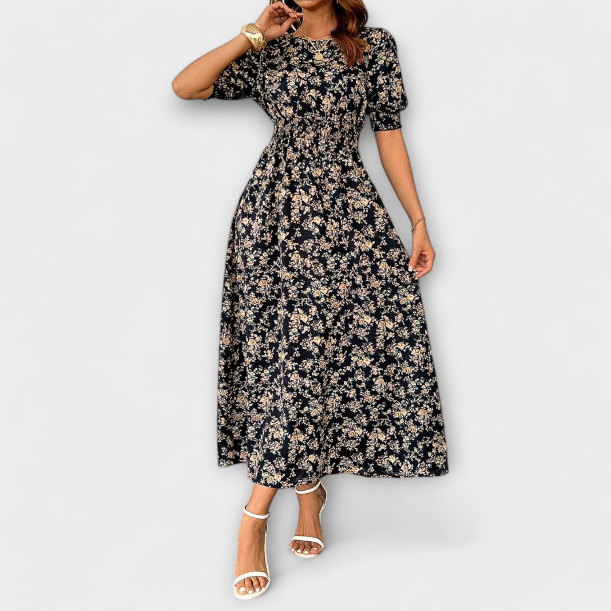 Amelia - Robe à encolure ronde et motif floral