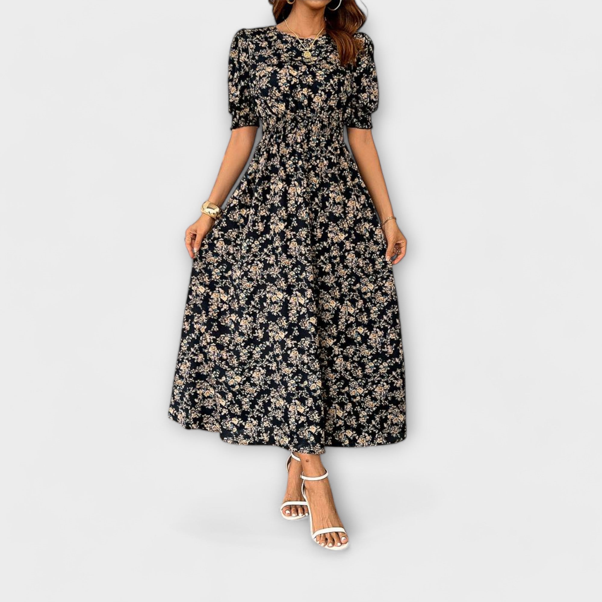 Amelia - Robe à encolure ronde et motif floral
