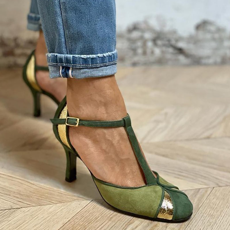 Taviana | Escarpins à talons aiguilles T-strap avec bout replié