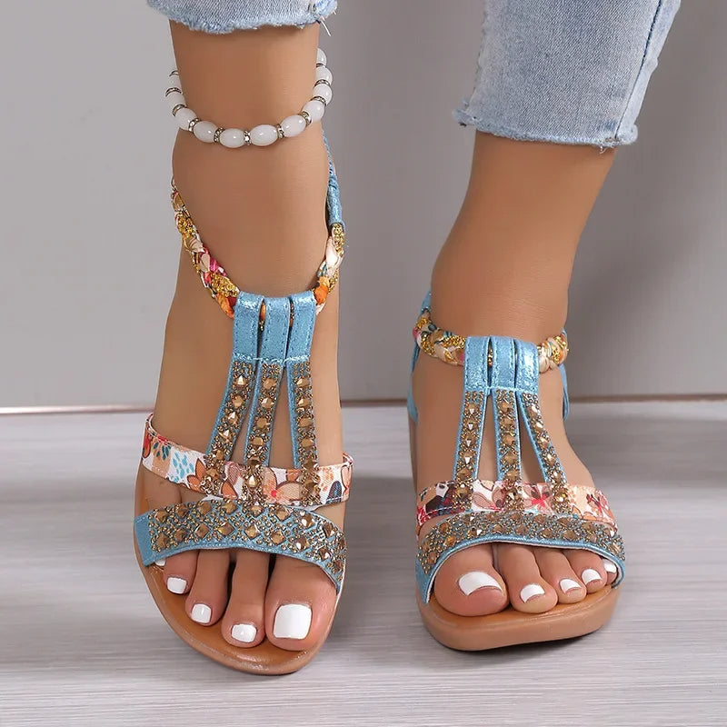 Elzbieta | Sandales boho avec motif fait main