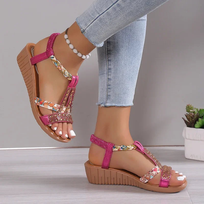 Elzbieta | Sandales boho avec motif fait main
