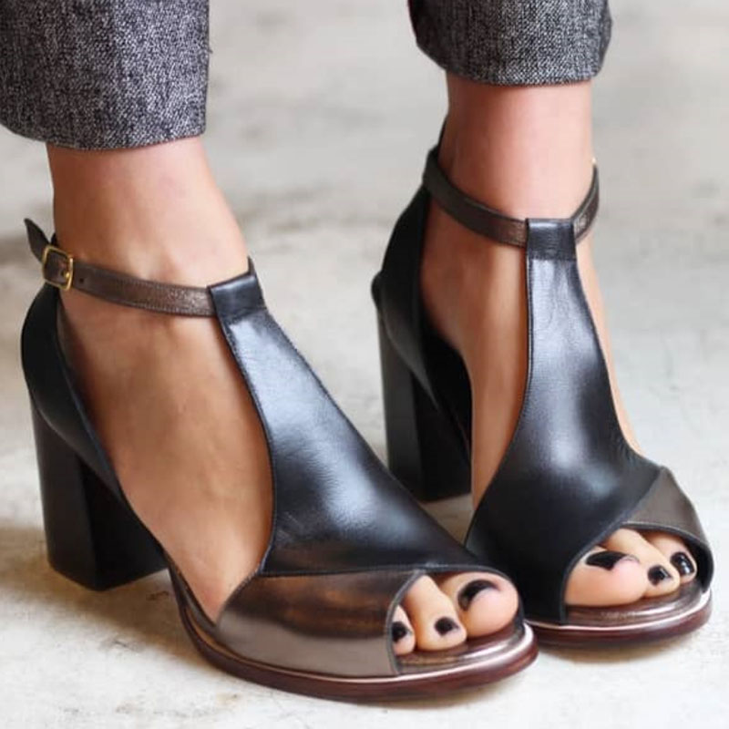 Nadaria | Sandales à talons épais en patchwork noir