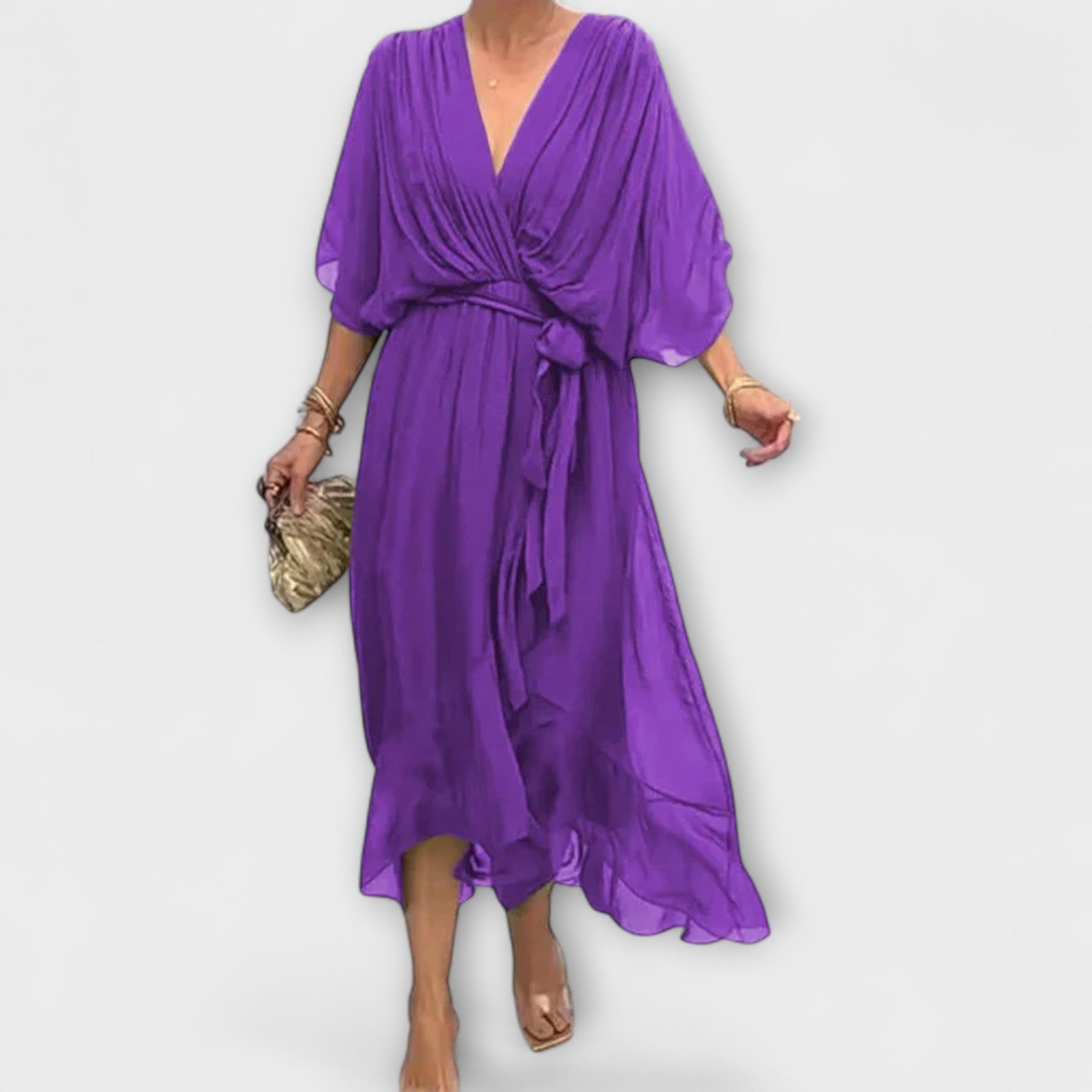 Amoura - Robe en chiffon avec décolleté en V