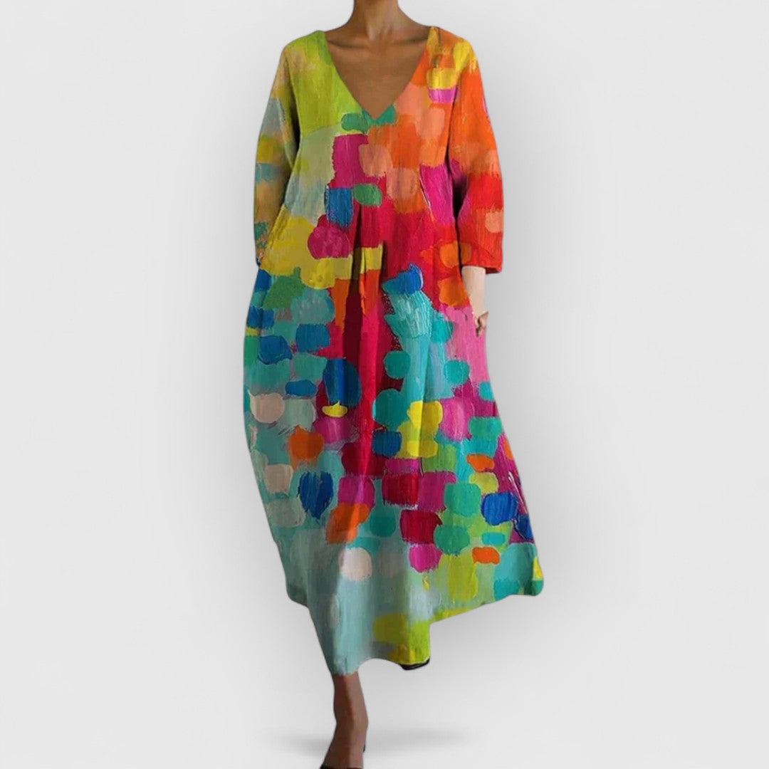 Anastasia - Robe colorée avec décolleté en V
